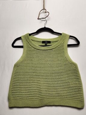 ⭐️Lulus XS Boho Lime Green Crochet Knit Festival Tank Top Cute Crop Top
